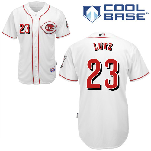 Donald Lutz #23 MLB Jersey-Cincinnati Reds Men's Authentic Home White Cool Base Baseball Jersey